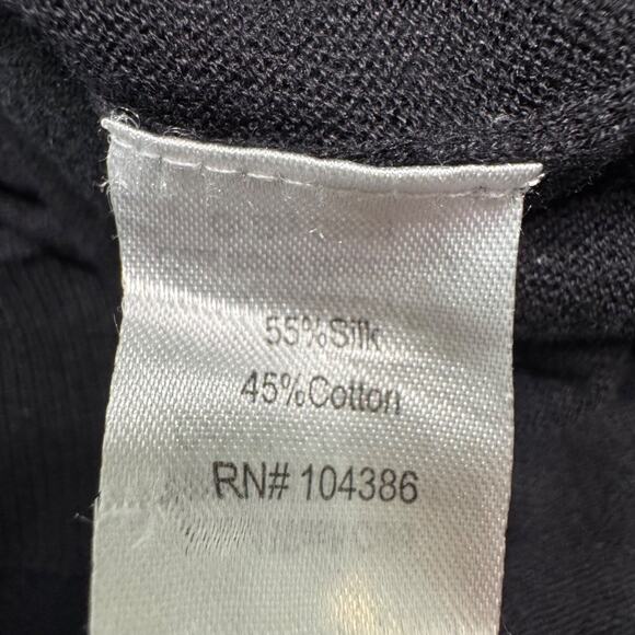 Garnet Hill Sweater Womens M Black Silk Long Cardigan Button Front Thin Stretchy - Picture 11 of 12